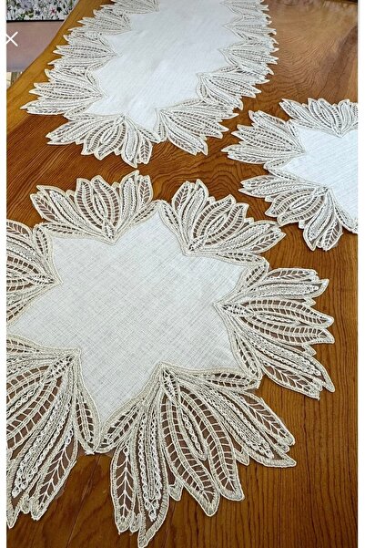 Madamca Olgaaa Gardenia (Chain) French Lace 5-Piece Runner Set Living Room Set Tablecloth