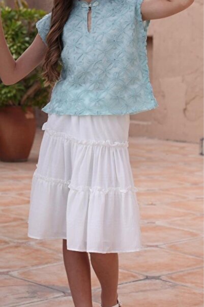 Alesaei-mondo tondo White skirt for girls 7159