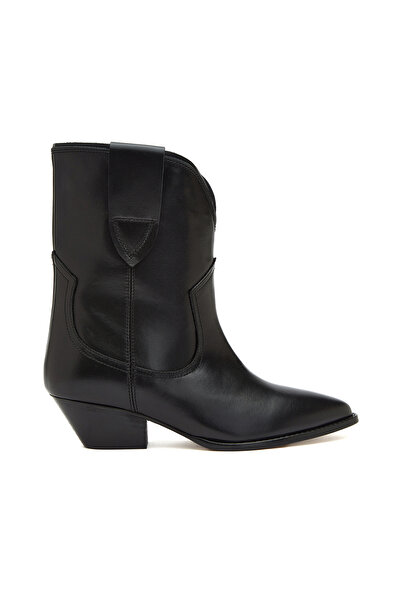 Dıvarese Siyah Kadın Western Deri Bot