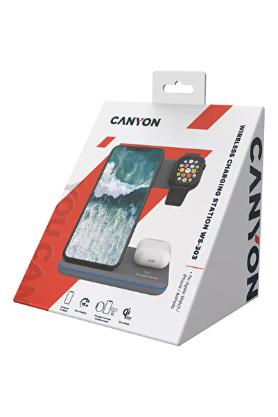 CANYON WS-303 3in1 15W Wireless Charger, Gray
