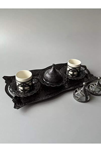 E orient 2-Person Coffee Set Cast Iron Turkish Coffee Set with Ottoman Motifs