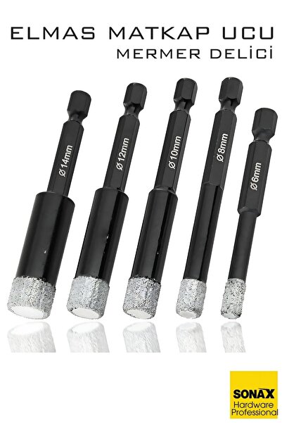 Transformacion Mermer Delme Elmas Matkap Ucu - 5'li Porselen Karo Seramik Taş, Cam, Granit için Elmas