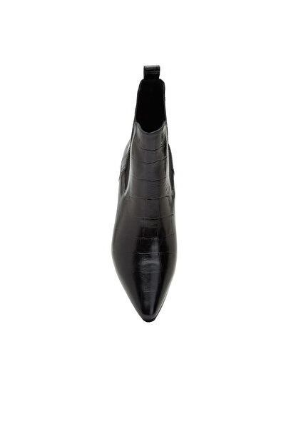 Dıvarese Siyah Western Kadın Kroko Desenli Deri Bot