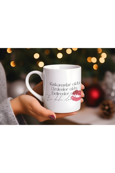 Beramussa كوب مزخرف بكلمات مضحكة – بنمط بصمة الشفاه