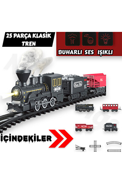 YILDIRIM OYUNCAK Sesli Işıklı Buhar Atabilen Mekanik Ses Efektli Raylı 25 Par...