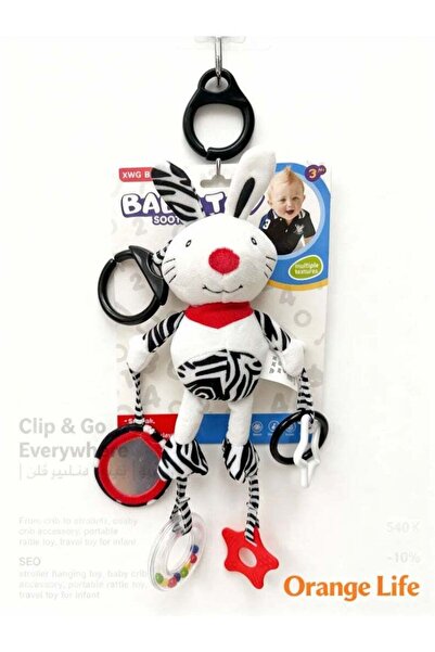Generic OrangeLife Baby Bunny Plush Hanging Toy – Rattle, Teether & Mirror for Crib & Stroller