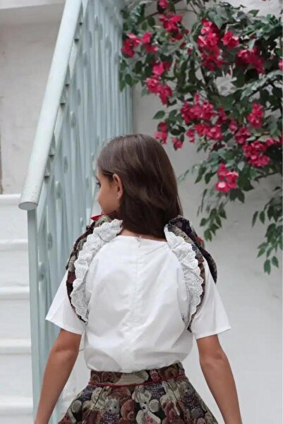 Alesaei-mondo tondo Girls' white blouse with bow 7112