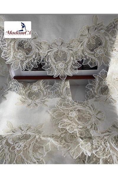 Madamca Tiffany Gardenia (Linen) French Lace 5-Piece Runner Set Living Room Set Tablecloth Set