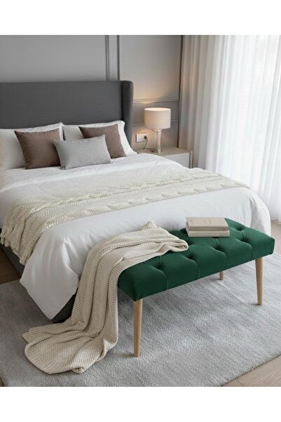 Kırlenta 90 X 40 AHŞAP AYAKLI PUF BENCH SALON YATAK ÖNÜ PUF