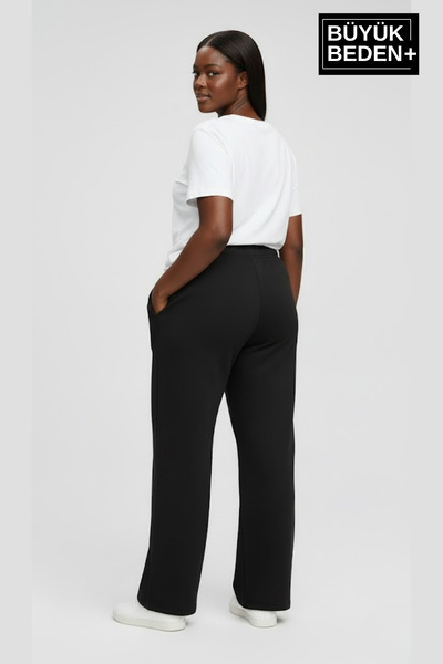 Superlife Women's Plus Size New York Printed Relaxed Fit Elastic Waistband Flared Sweatpants Spr26Eak952-5