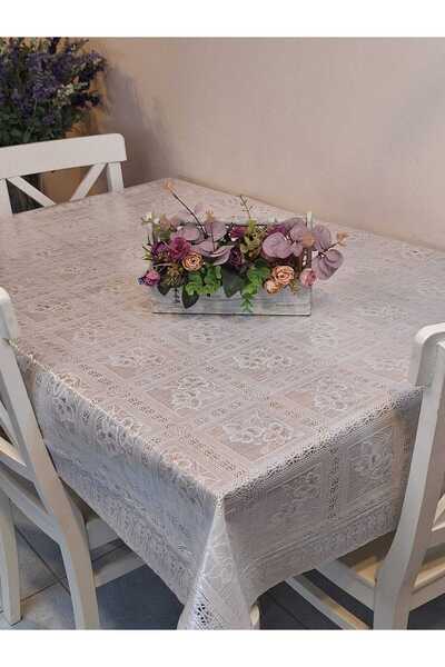Başak Ev Tekstili Lace Edged 120X150 cm Pvc Oilcloth Wipeable Lace Patterned Tablecloth