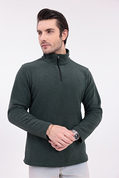 Firststops Men's Khaki Half-Zip Fleece Sweatshirt