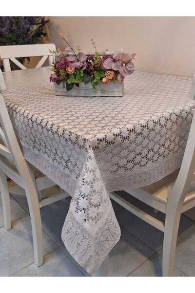 Başak Ev Tekstili Lace Edged 120X150 cm Pvc Oilcloth Erasable Daisy Pattern Tablecloth