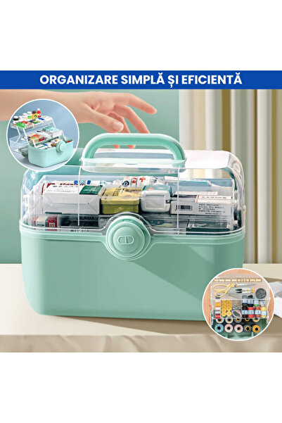 OferteTop Storage Box with Stacking Compartments and Folding Lid (28x19x16 cm)