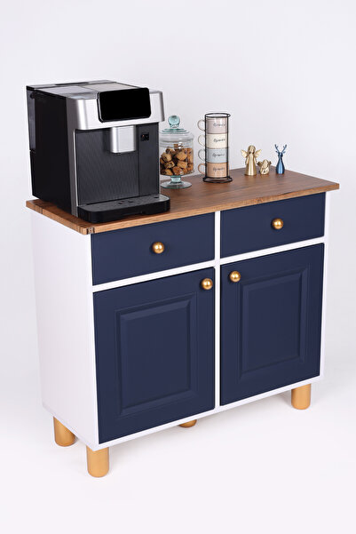 SESA MOBİLYA AKSESUARLARI HERMES KAHVE KÖŞESİ, çok amaçlı dolap, kavhe köşesi dolabı-Soft Parlament Mavisi