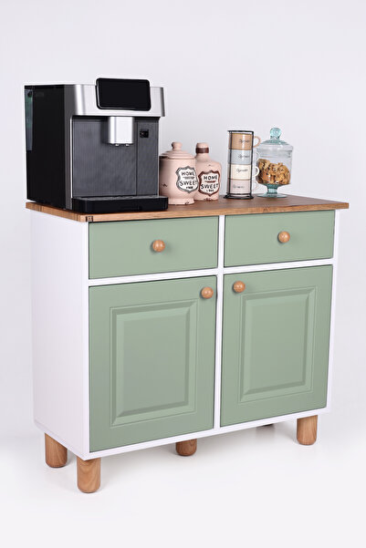 SESA MOBİLYA AKSESUARLARI Hermes kahve köşesi çok amaçlı dolap, kavhe köşesi dolabı-su yeşili