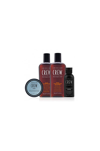 American Crew Essential Set: Conditioner 100ml + Shampoo 100ml + Fiber 50ml + Shave Gel 50ml
