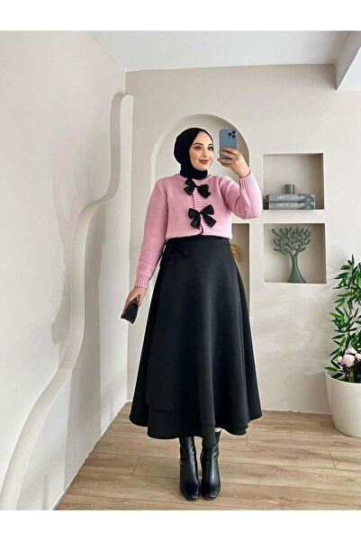 Blue Morpho Scuba Fabric Wrap Model Tied Skirt