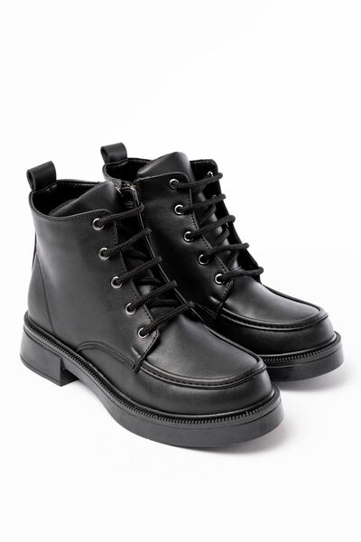 Zerenyus Zri̇n-2001 Premium Black Lace-Up Zippered Winter Women's Boots