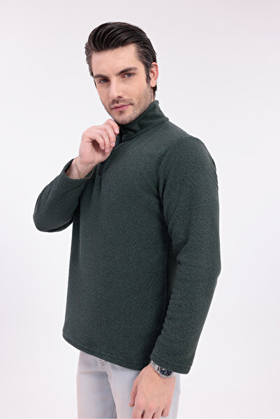 Firststops Men's Khaki Half-Zip Fleece Sweatshirt