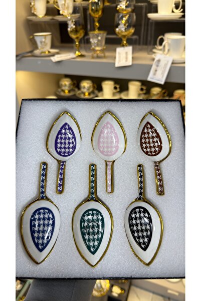 Vakıf home 6 Adet Kosova Kaz Ayaklı Porselen Renkli Lokumluk