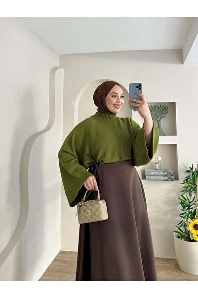 Blue Morpho Scuba Fabric Wrap Model Tied Skirt