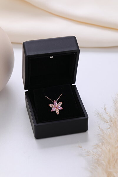 LOTUS JW Işıklı Kolye Kutulu Gümüş Zambak Çiçeği Kolye | 925 Ayar Gümüş Kolye