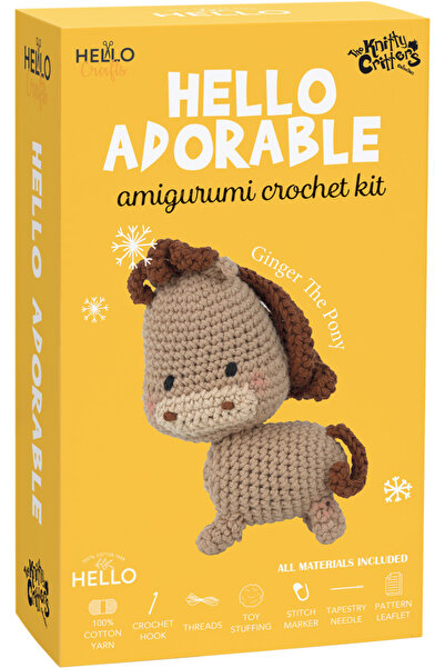 BALIM ÖRGÜ EVİ Mini kit de tricotat amigurumi drăguț Ginger the Pony 12 cm