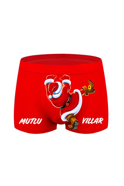 HediyeMania Tırmanan Noel Baba Baskılı Yılbaşı Hediyesi Espirili Kırmızı Erke...