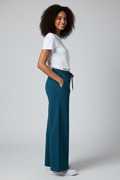 Superlife Women's Two Thread Comfortable Fit High Waist Wide Leg Pants Spr26Eak988