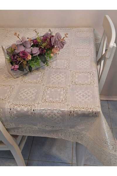 Başak Ev Tekstili Lace Edged 120X150 cm Pvc Oilcloth Erasable Square Lace Pattern Tablecloth