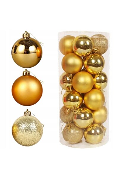 QZZ Set Globulețe Crăciun 4cm, 24 Bucăți, Culoare Auriu – Decor Brad