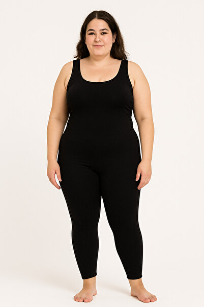 BYEN GİYİM Büyük Beden Kadın Likralı Tam Boy Spor Tayt – Siyah