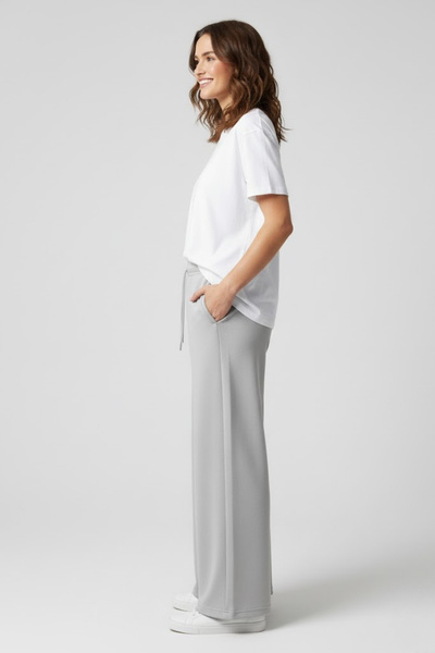 Superlife Women's Soft Lightweight Breathable Fabric Wide Leg Pants – Comfortable Fit – High Waist – Gray