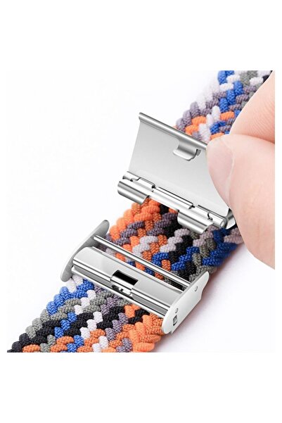 OEM Smartwatch strap, 18 mm wide, adjustable, elastic textile material, nylon, black/white