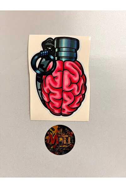 sticker ملصق زجاجي على شكل قنبلة دماغية مقاس 10 × 6 سم للسيارة والدراجة النار...