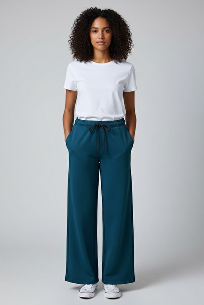 Superlife Women's Two Thread Comfortable Fit High Waist Wide Leg Pants Spr26Eak988