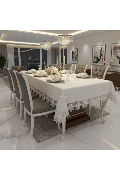 Ceki Home ✨ KAYLA MASA ÖRTÜSÜ SETİ – 12 Kişilik | 26 Parça | 160x220 ✨