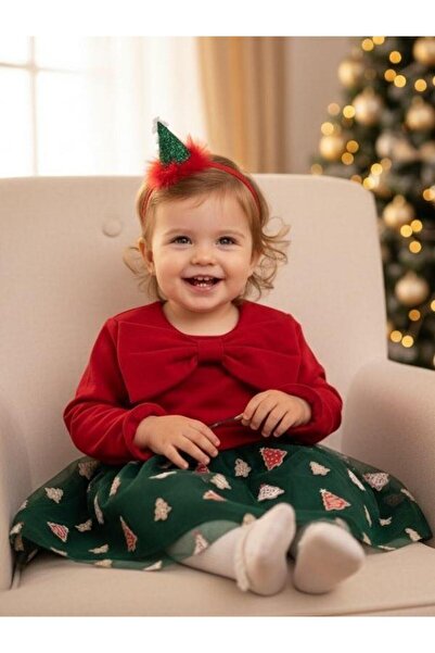 Zekids Girl's Big Bow Christmas Themed Crown Dress