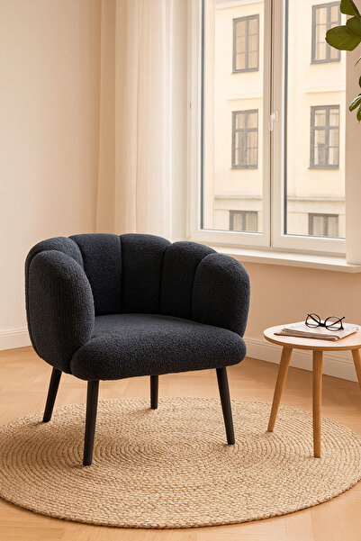 arge demo Reyna Tekli Berjer Retro Natural Ahşap Ayaklı Tekli Koltuk