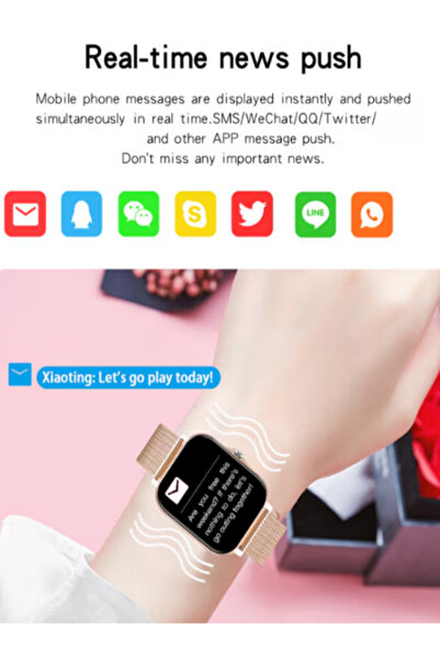 OEM Sports smartwatch, 2 straps included (stainless steel + silicone), heart rate monitoring, notifications, PINK