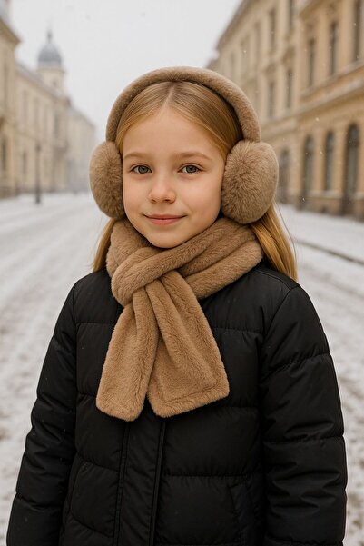BALIENTE Camel Soft Textured Plush Girls' Headphones and Neckband Set of 2