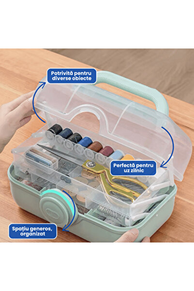 OferteTop Storage Box with Stacking Compartments and Folding Lid (28x19x16 cm)