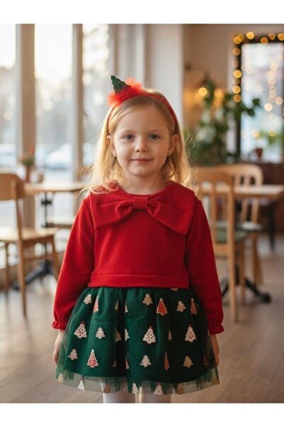 Zekids Girl's Big Bow Christmas Themed Crown Dress