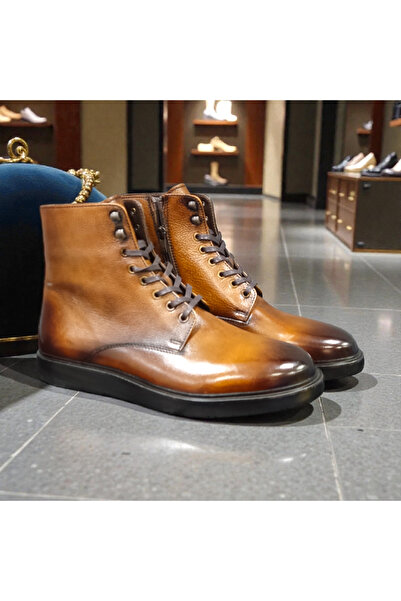 VİVA SHOES 100% Genuine Leather Eva Sole Men's Half Boots (Tan)