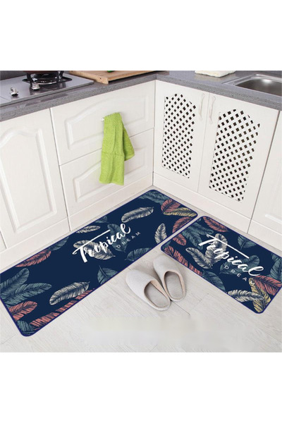 QGC Entrance mat set of 2, 40x60 cm and 40x120 cm, blue