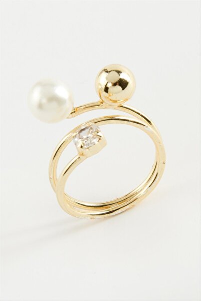 cleovibe Round Pearl Metal Ring