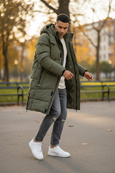 dehaine Men's long jacket, with side zippers, M25