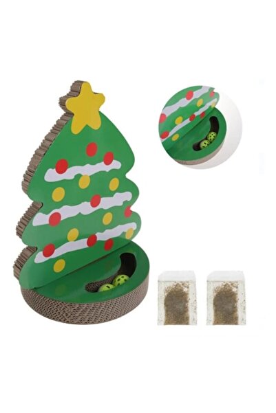 Lumi LUXURY Интерактивна играчка за драскане за котки Коледна елха с топки и ...