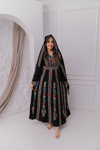 AFandina جلابية فاخرة بتطريز زهري A-3406